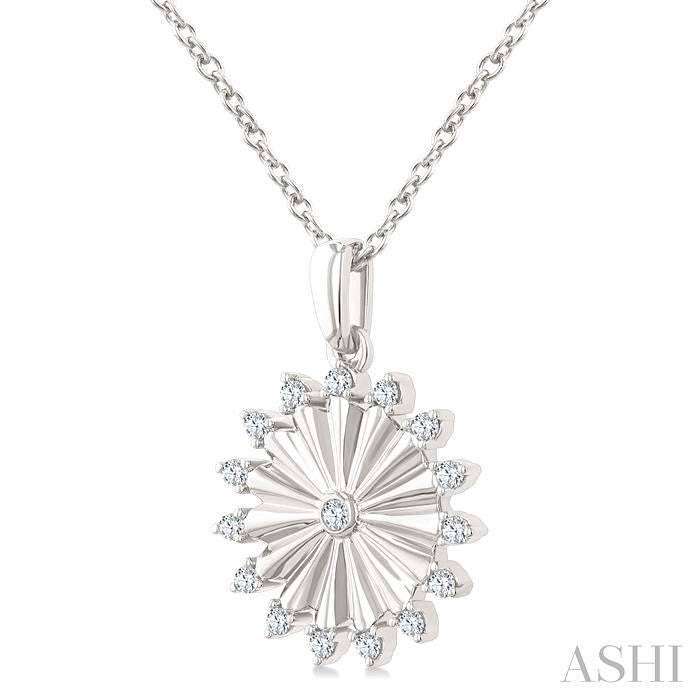 1/5 Ctw Round Cut Diamond Pirouette Circle Fluted Fashion Pendant With Chain in 10K White Gold