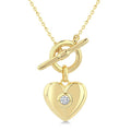 1/50 Ctw Bezel Set Round Cut Diamond Heart Charm Fashion Toggle Necklace in 10K Yellow Gold