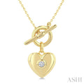 1/50 Ctw Bezel Set Round Cut Diamond Heart Charm Fashion Toggle Necklace in 10K Yellow Gold