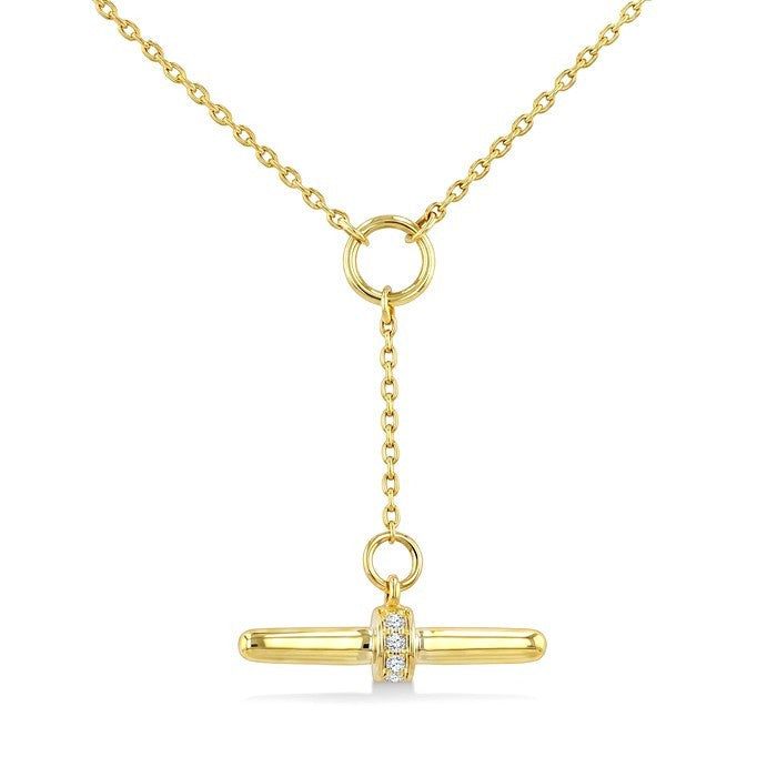 1/50 Ctw Round Cut Diamond T-Bar Fashion Necklace in 10K Yellow Gold