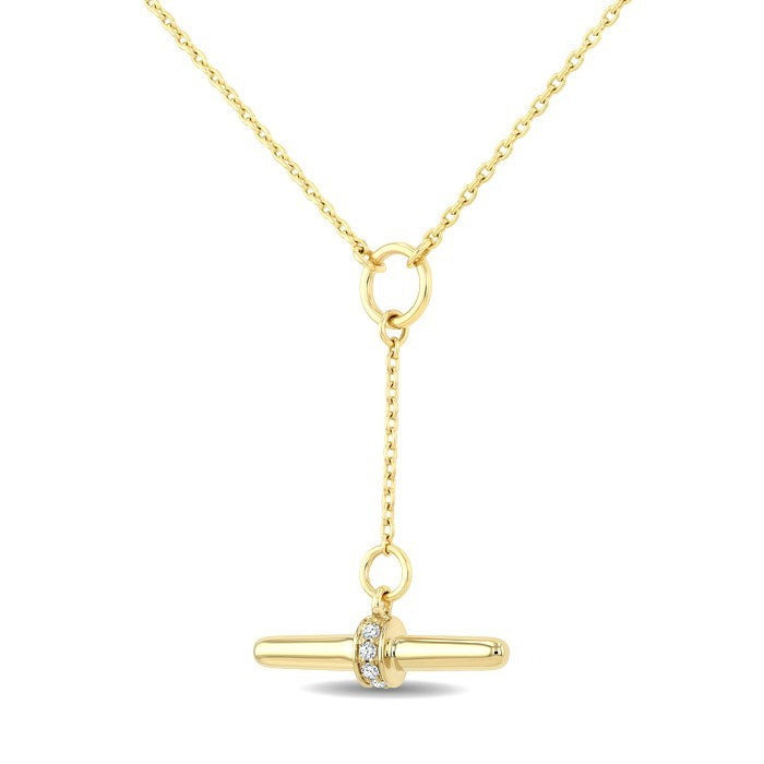1/50 Ctw Round Cut Diamond T-Bar Fashion Necklace in 10K Yellow Gold