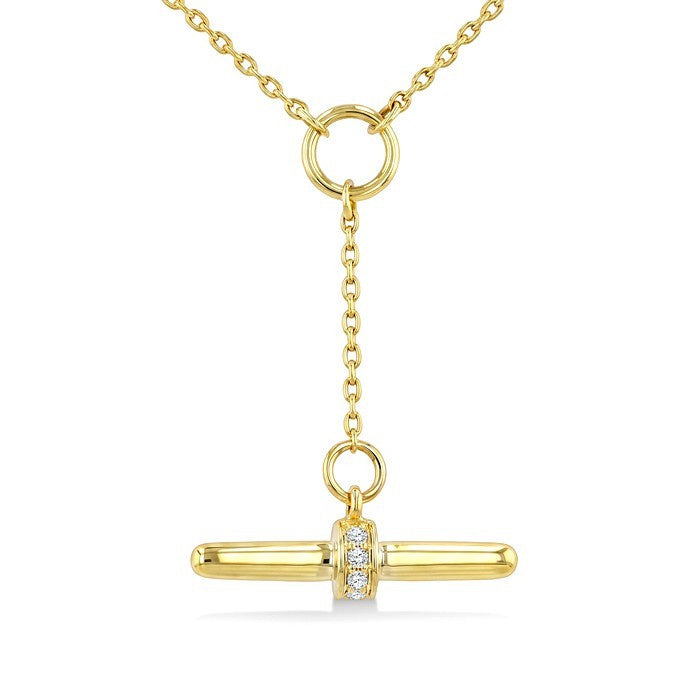 1/50 Ctw Round Cut Diamond T-Bar Fashion Necklace in 10K Yellow Gold