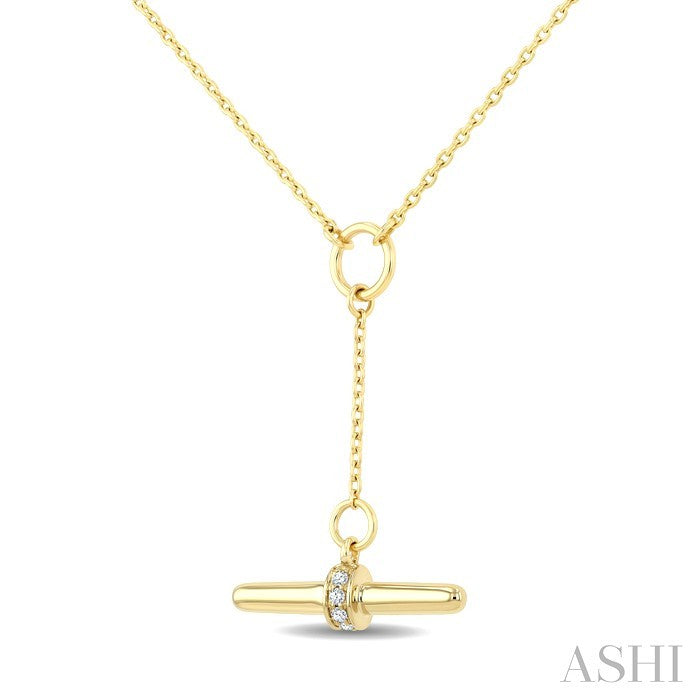 1/50 Ctw Round Cut Diamond T-Bar Fashion Necklace in 10K Yellow Gold