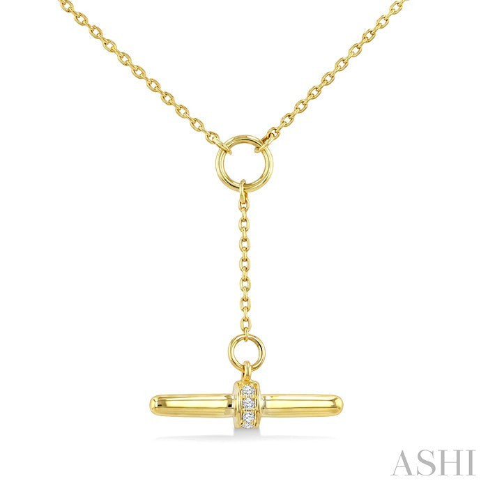 1/50 Ctw Round Cut Diamond T-Bar Fashion Necklace in 10K Yellow Gold
