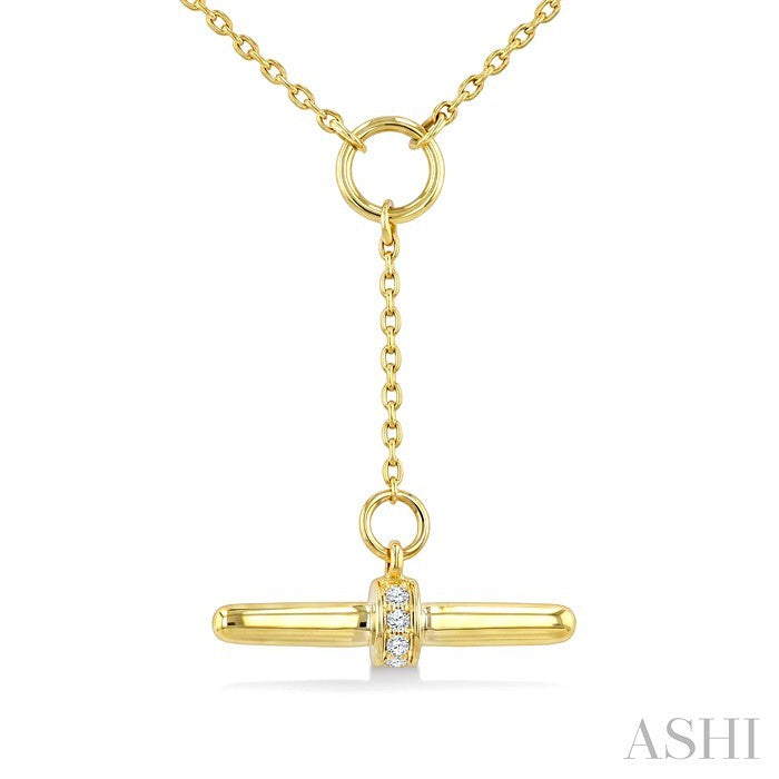1/50 Ctw Round Cut Diamond T-Bar Fashion Necklace in 10K Yellow Gold