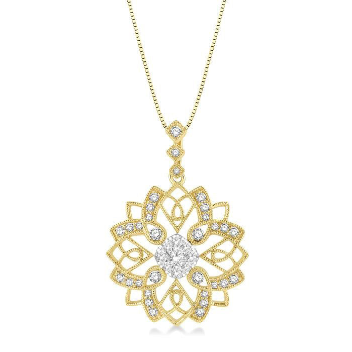 Cypress Nocturne Shine Bright Floral Lattice Diamond Pendant