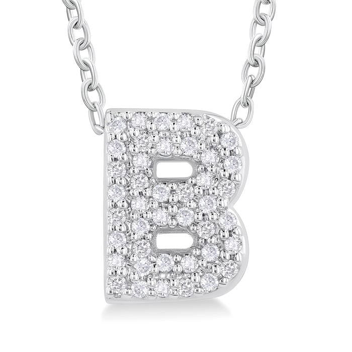 Silhouette Quiana Bubble 'B' Initial Diamond Pendant