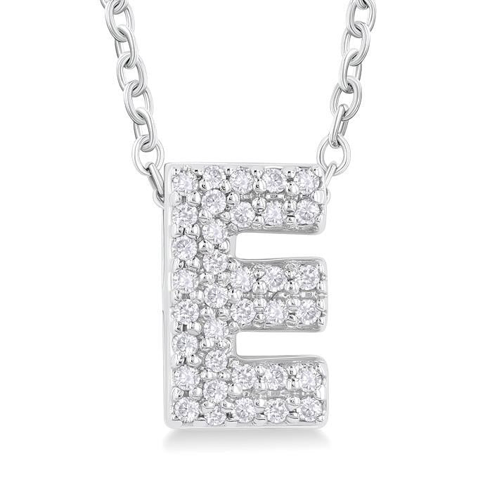 Bubble 'E' Initial Diamond Pendant