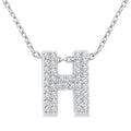 1/8 Ctw Bubble Accent Initial 'H' Round Cut Diamond Fashion Pendant With Chain in 10K White Gold