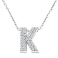 1/10 Ctw Bubble Accent Initial 'K' Round Cut Diamond Fashion Pendant With Chain in 10K White Gold