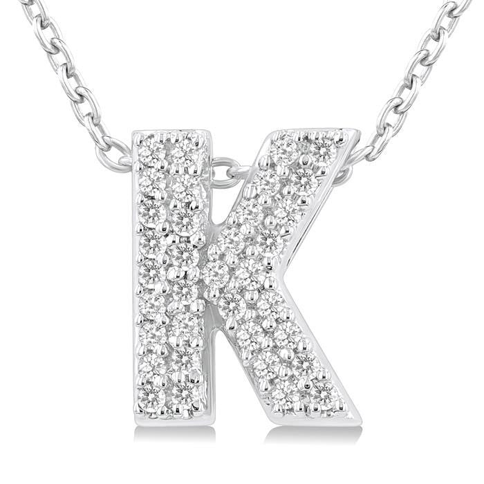 Bubble 'K' Initial Diamond Pendant