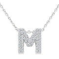 1/6 Ctw Bubble Accent Initial 'M' Round Cut Diamond Fashion Pendant With Chain in 10K White Gold