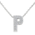 1/10 Ctw Bubble Accent Initial 'P' Round Cut Diamond Fashion Pendant With Chain in 10K White Gold