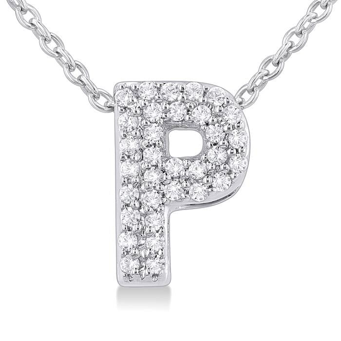 Bubble 'P' Initial Diamond Pendant
