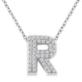 1/8 Ctw Bubble Accent Initial 'R' Round Cut Diamond Fashion Pendant With Chain in 10K White Gold