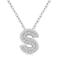 1/10 Ctw Bubble Accent Initial 'S' Round Cut Diamond Fashion Pendant With Chain in 10K White Gold
