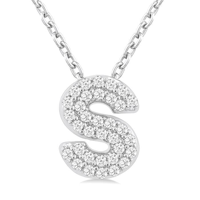 Tansy Dahlia Bubble 'S' Initial Diamond Pendant