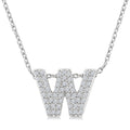1/6 Ctw Bubble Accent Initial 'W' Round Cut Diamond Fashion Pendant With Chain in 10K White Gold