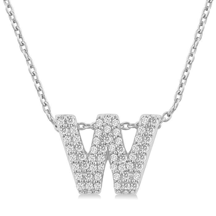 Bubble 'W' Initial Diamond Pendant