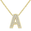 1/10 Ctw Bubble Accent Initial 'A' Round Cut Diamond Fashion Pendant With Chain in 10K Yellow Gold