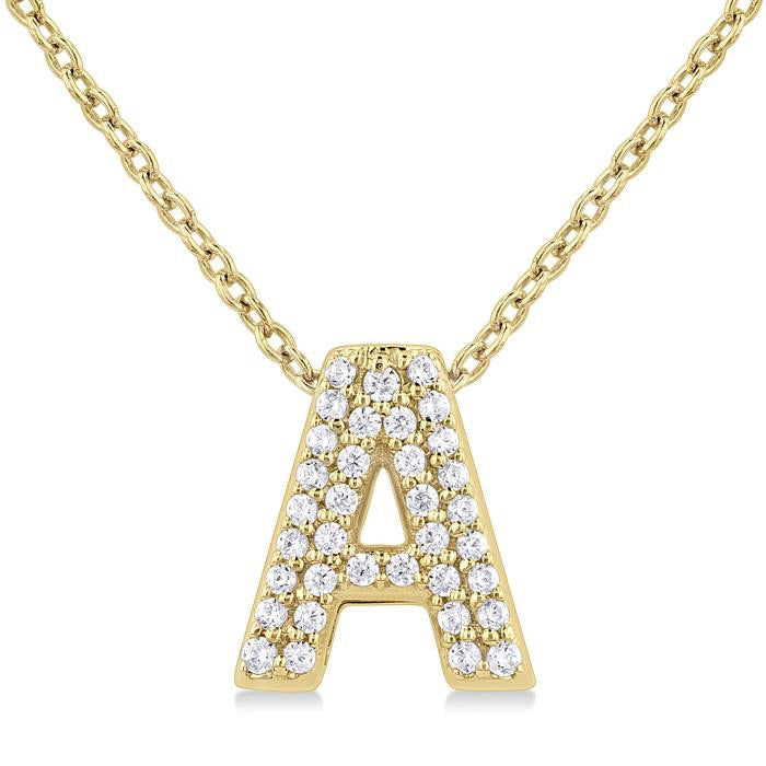 Bubble 'A' Initial Diamond Pendant