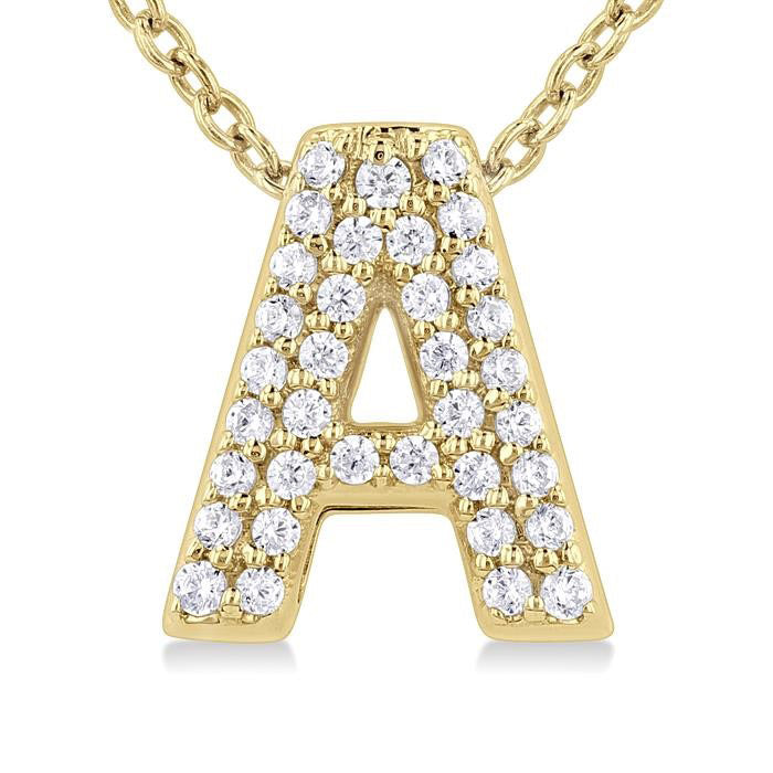 Bubble 'A' Initial Diamond Pendant