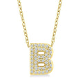 1/8 Ctw Bubble Accent Initial 'B' Round Cut Diamond Fashion Pendant With Chain in 10K Yellow Gold