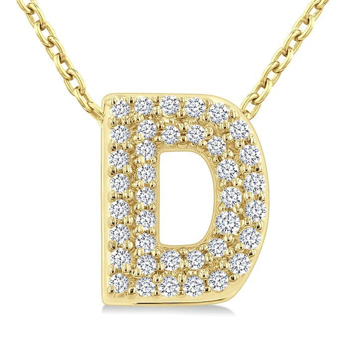 1/8 Ctw Bubble Accent Initial 'D' Round Cut Diamond Fashion Pendant With Chain in 10K Yellow Gold