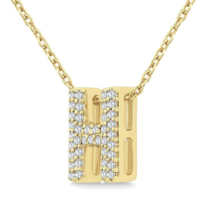 Bubble 'H' Initial Diamond Pendant