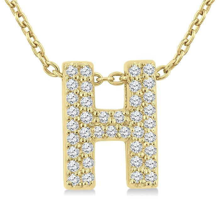 Bubble 'H' Initial Diamond Pendant