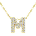 1/6 Ctw Bubble Accent Initial 'M' Round Cut Diamond Fashion Pendant With Chain in 10K Yellow Gold