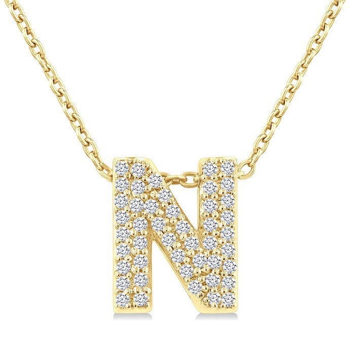 1/6 Ctw Bubble Accent Initial 'B' Round Cut Diamond Fashion Pendant With Chain in 10K Yellow Gold