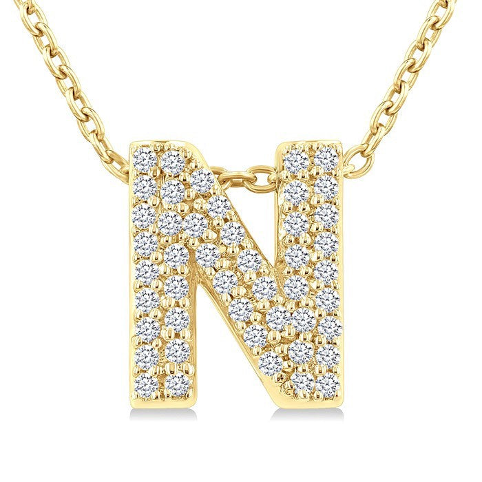1/6 Ctw Bubble Accent Initial 'B' Round Cut Diamond Fashion Pendant With Chain in 10K Yellow Gold