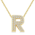 1/8 Ctw Bubble Accent Initial 'R' Round Cut Diamond Fashion Pendant With Chain in 10K Yellow Gold