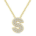 1/10 Ctw Bubble Accent Initial 'S' Round Cut Diamond Fashion Pendant With Chain in 10K Yellow Gold