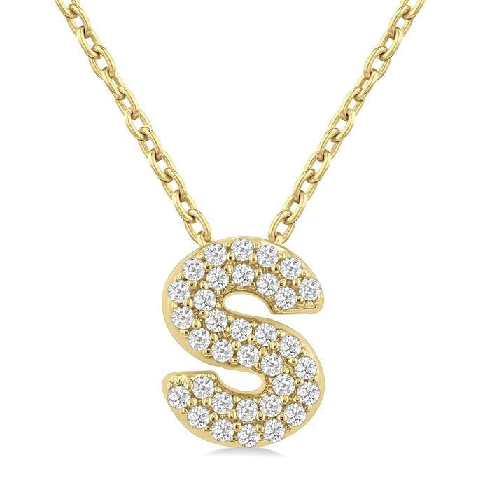 Prairie Cypress Bubble 'S' Initial Diamond Pendant