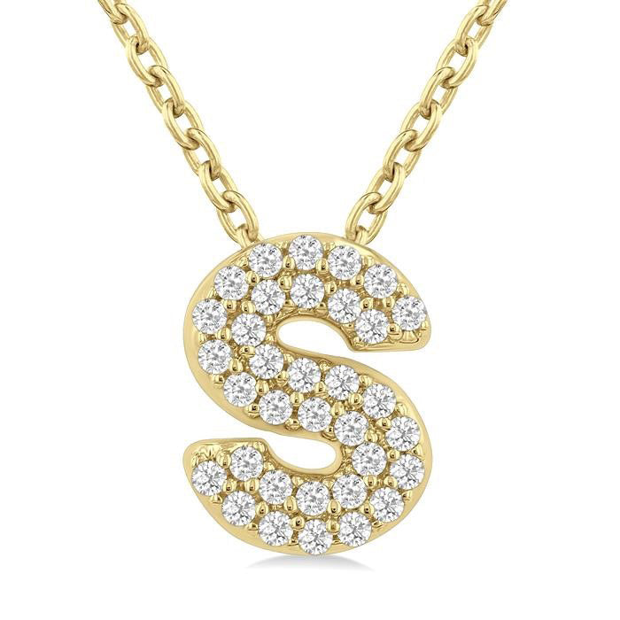 Prairie Cypress Bubble 'S' Initial Diamond Pendant