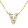 1/10 Ctw Bubble Accent Initial 'V' Round Cut Diamond Fashion Pendant With Chain in 10K Yellow Gold