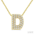 1/8 Ctw Bubble Accent Initial 'D' Round Cut Diamond Fashion Pendant With Chain in 10K Yellow Gold