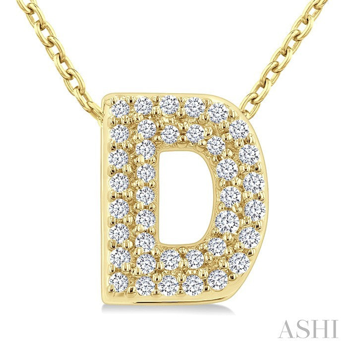 1/8 Ctw Bubble Accent Initial 'D' Round Cut Diamond Fashion Pendant With Chain in 10K Yellow Gold