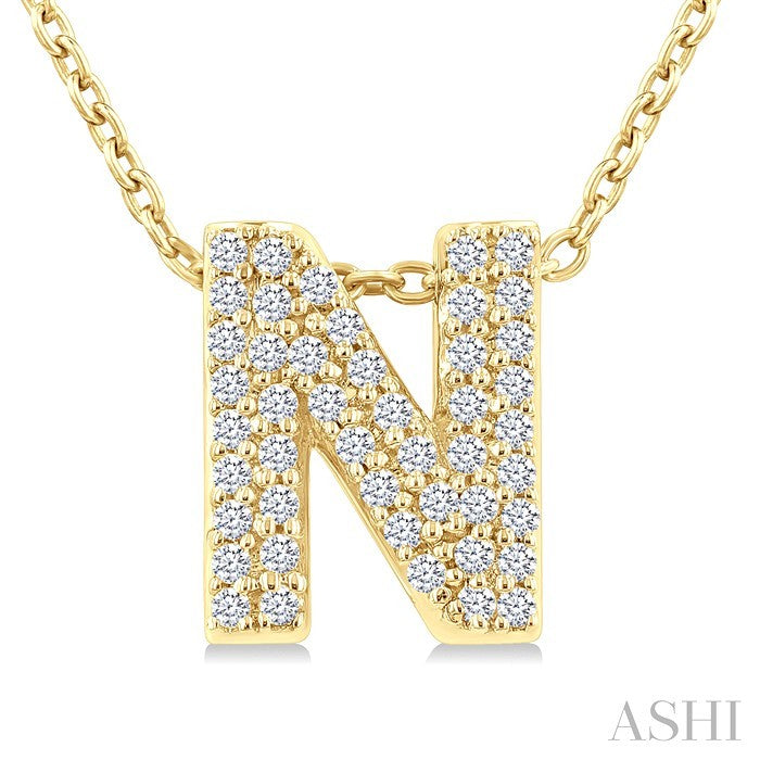 1/6 Ctw Bubble Accent Initial 'B' Round Cut Diamond Fashion Pendant With Chain in 10K Yellow Gold