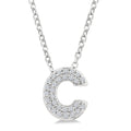 1/10 Ctw Initial 'C' Round Cut Diamond Fashion Pendant With Chain in 10K White Gold