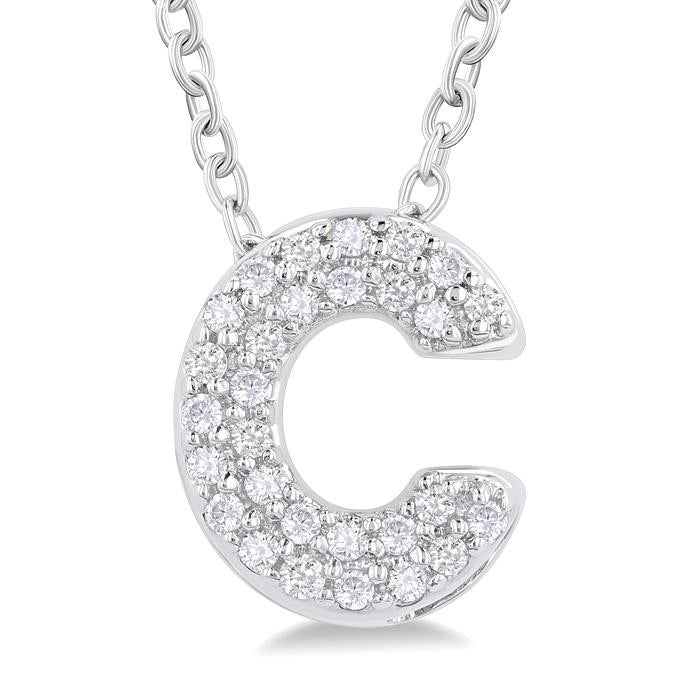 Bubble 'C' Initial Diamond Pendant