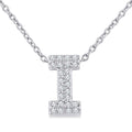 1/10 Ctw Initial 'I' Round Cut Diamond Fashion Pendant With Chain in 10K White Gold