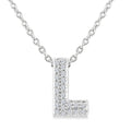 1/20 Ctw Initial 'L' Round Cut Diamond Fashion Pendant With Chain in 10K White Gold