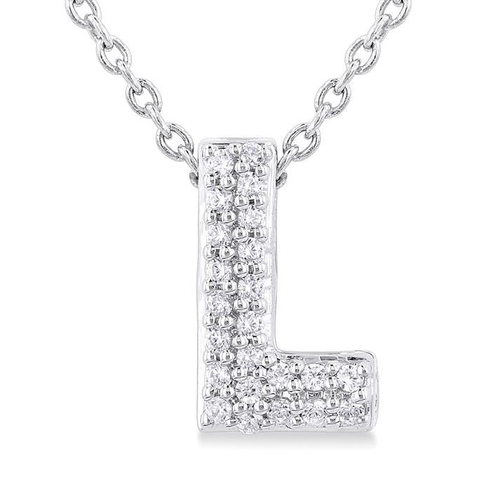 Bubble 'L' Initial Diamond Pendant