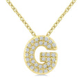 1/10 Ctw Initial 'G' Round Cut Diamond Fashion Pendant With Chain in 10K Yellow Gold