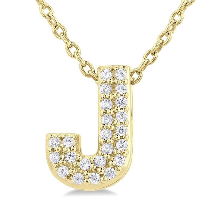 Bubble 'J' Initial Diamond Pendant