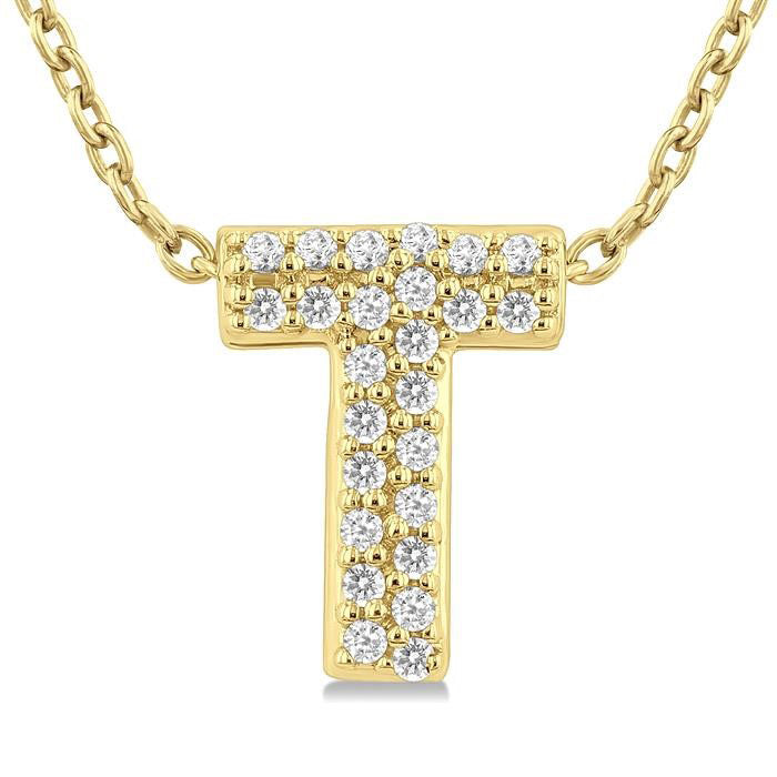 Bubble 'T' Initial Diamond Pendant