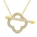 1/3 Ctw Clover Frame Round Cut Diamond Fashion Toggle Necklace in 10K Yellow Gold